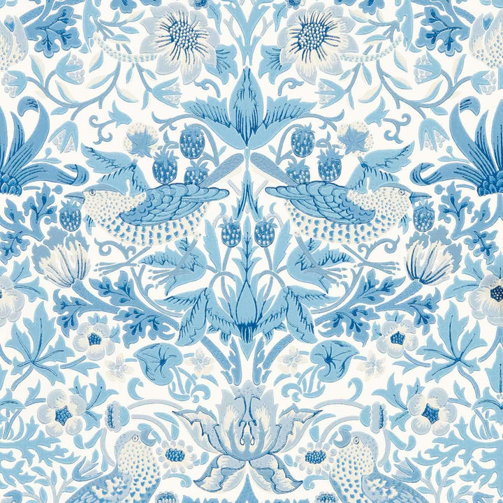 Simply Strawberry Thief-Behang-Tapete-Morris & Co-Woad-Rol-217058-Selected Wallpapers