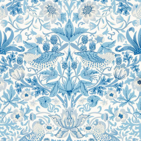 Simply Strawberry Thief-Wallpaper-Morris & Co-Woad-Roll-217058-Selected Wallpapers