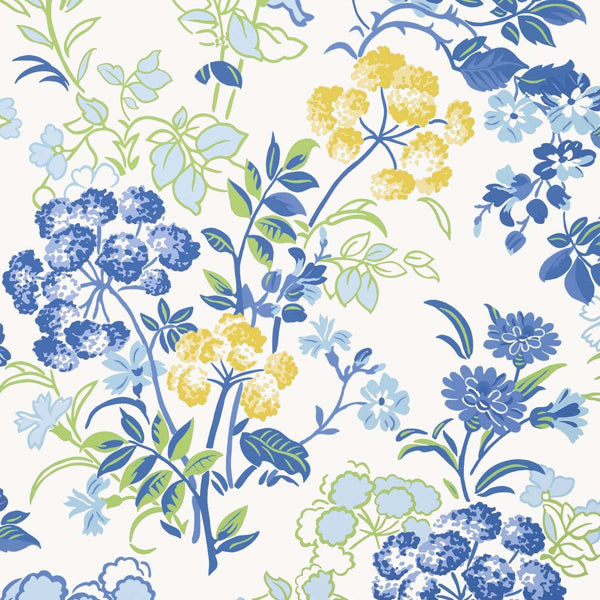Spring Garden-Wallpaper-Thibaut-Blue and White-Roll-T14336-Selected Wallpapers