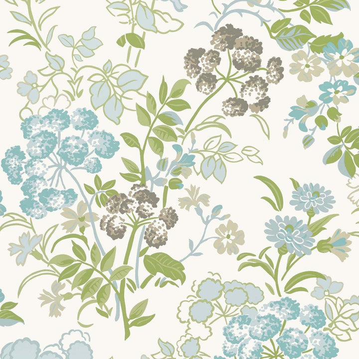 Spring Garden-Behang-Tapete-Thibaut-Spa Blue-Rol-T14339-Selected Wallpapers