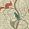 Squirrel & Dove-Tapete-Sanderson-Teal/Red-Rolle-DVIWSQ102-Selected Wallpapers