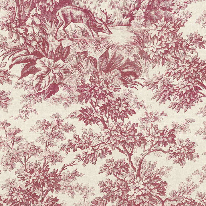 Stag Toile-behang-Tapete-Little Greene-Burgundy-Rol-0284SGBURGU-Selected Wallpapers
