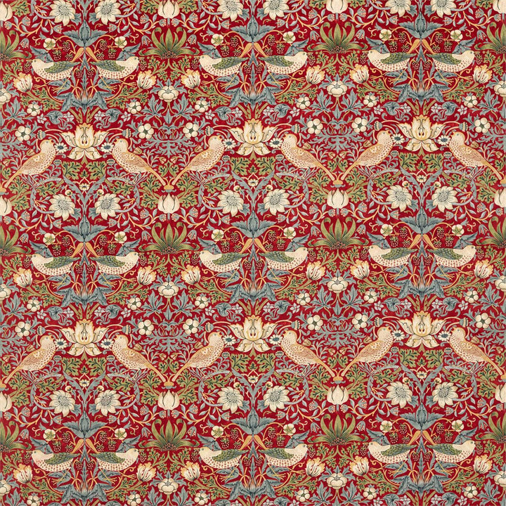 Strawberry Thief Velvet stof-Fabric-Tapete-Morris & Co-Crimson/Slate-Meter (M1)-236933-Selected Wallpapers