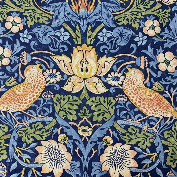 Strawberry Thief stof-Morris & Co-Indigo/Mineral-Meter (M1)-226685-Selected Wallpapers