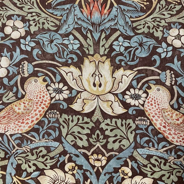 Strawberry Thief stof-Morris & Co-Chocolate Slate-Meter (M1)-226719-Selected Wallpapers