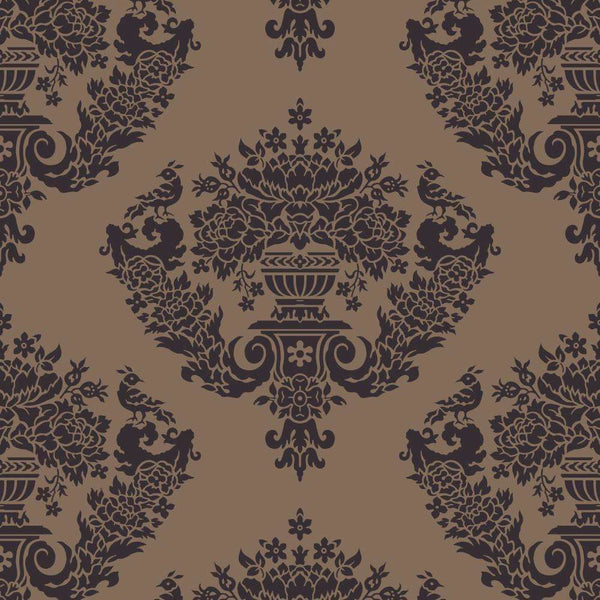 Sudbury-wallpaper-Cole & Son-Black on Metallic-Roll-88/12050-Selected Wallpapers