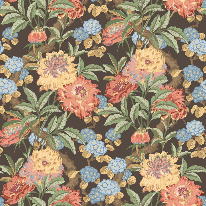 Summer Peony-Behang-Tapete-GP&J Baker-Charcoal/Jewel-Rol-BW45095.8-Selected Wallpapers