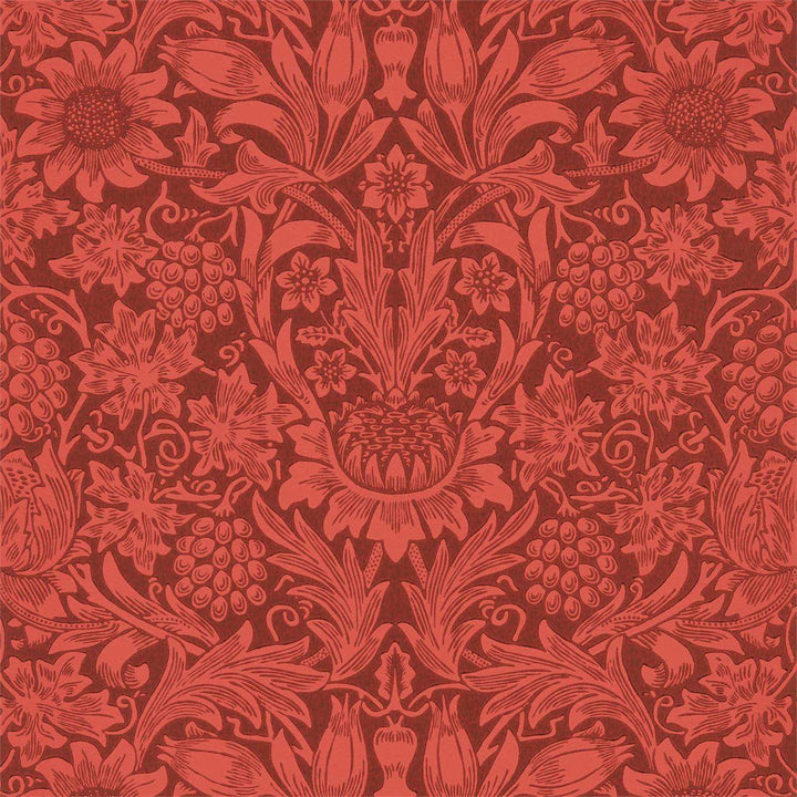 Sunflower-behang-Tapete-Morris & Co-Chocolate/Red-Rol-216960-Selected Wallpapers