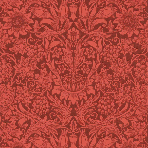 Sunflower-wallpaper-Morris & Co-Chocolate/Red-Roll-216960-Selected Wallpapers