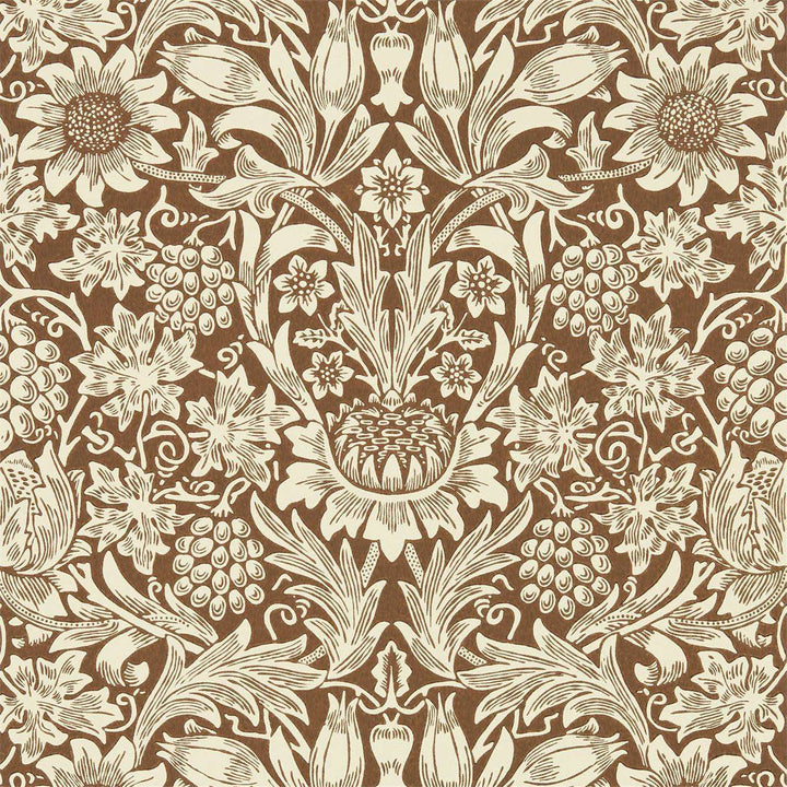 Sunflower-behang-Tapete-Morris & Co-Chocolate/Cream-Rol-216961-Selected Wallpapers