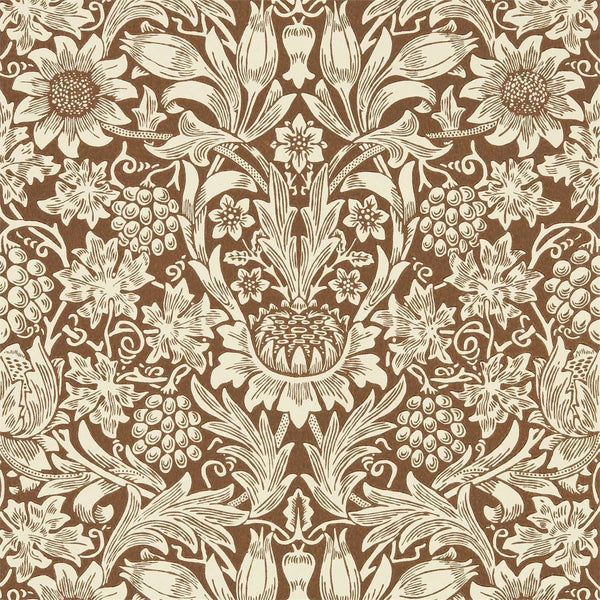 Sunflower-wallpaper-Morris & Co-Chocolate/Cream-Roll-216961-Selected Wallpapers