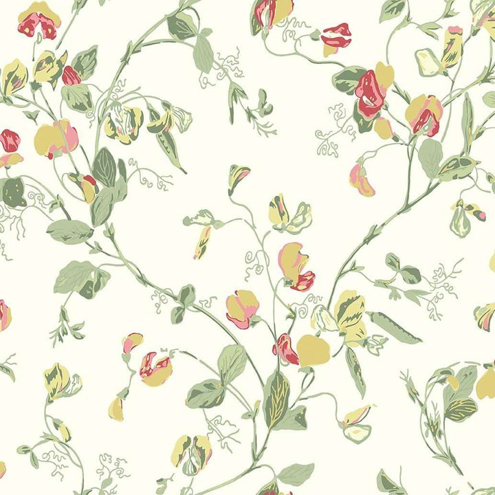 Sweet Pea-Behang-Tapete-Cole & Son-Yellow & Coral-Rol-100/6027-Selected Wallpapers