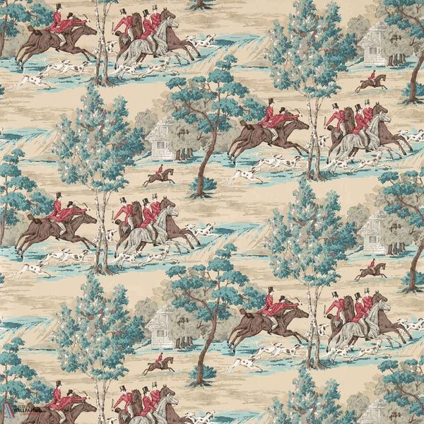 Tally Ho-wallpaper-Sanderson-Teal/Ruby-Roll-214597-Selected Wallpapers