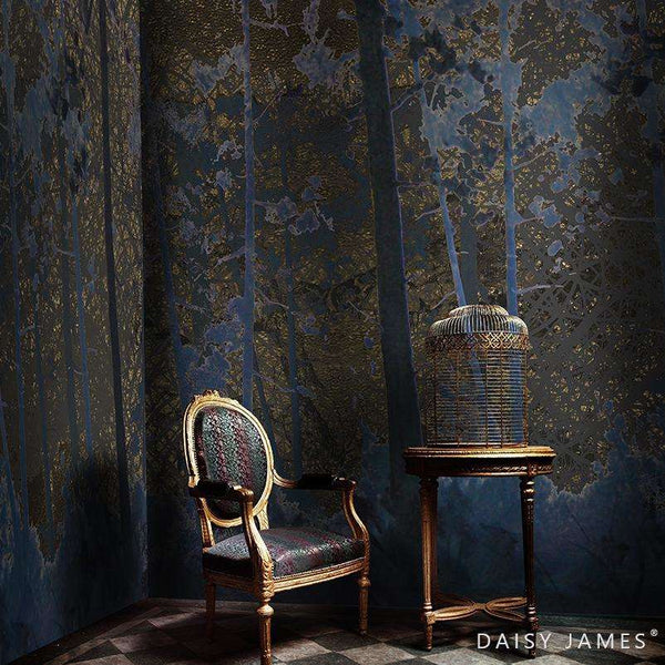 The Blue Forest behang-behang-Daisy James-Selected Wallpapers & Interiors