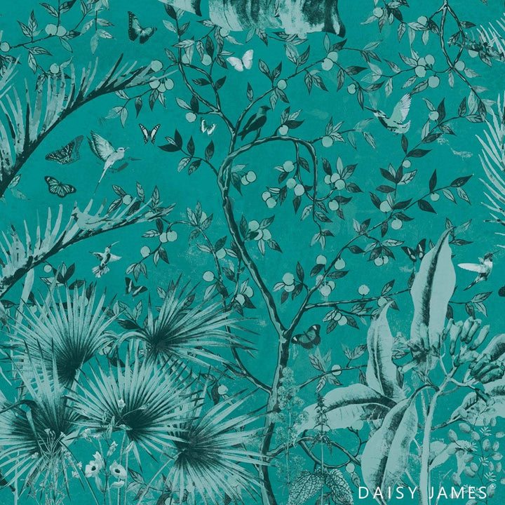 The Canopy-behang-Tapete-Daisy James-Turquoise-Vinyl-DJ202-turquoise-Selected Wallpapers