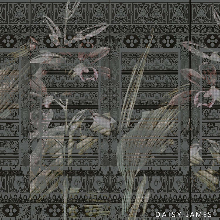 The Cartouche Grey-behang-Tapete-Daisy James-Grey-Vinyl-DJ177-Selected Wallpapers