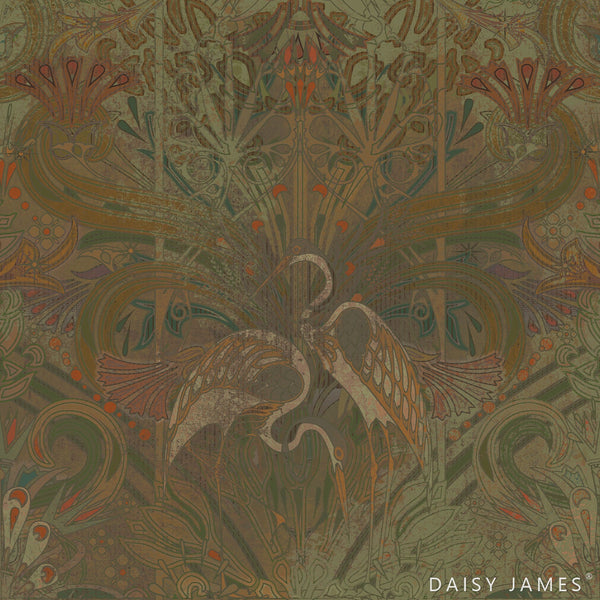 The Crane No1 behang-behang-Daisy James-Multicolor-Vinyl-M2-Selected Wallpapers & Interiors