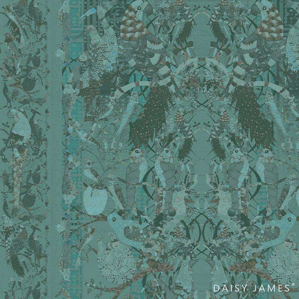 The Herald Turqoise behang-behang-Daisy James-Turqoise-Vinyl-M2-Selected Wallpapers & Interiors