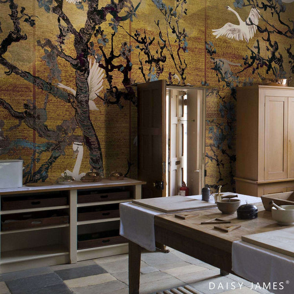 The Lake Ocher behang-behang-Daisy James-Selected Wallpapers & Interiors