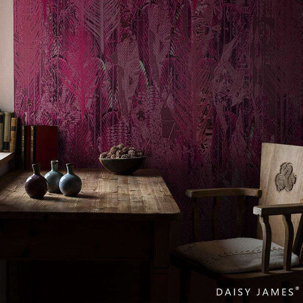 The Panache Aubergine behang-behang-Daisy James-Selected Wallpapers & Interiors