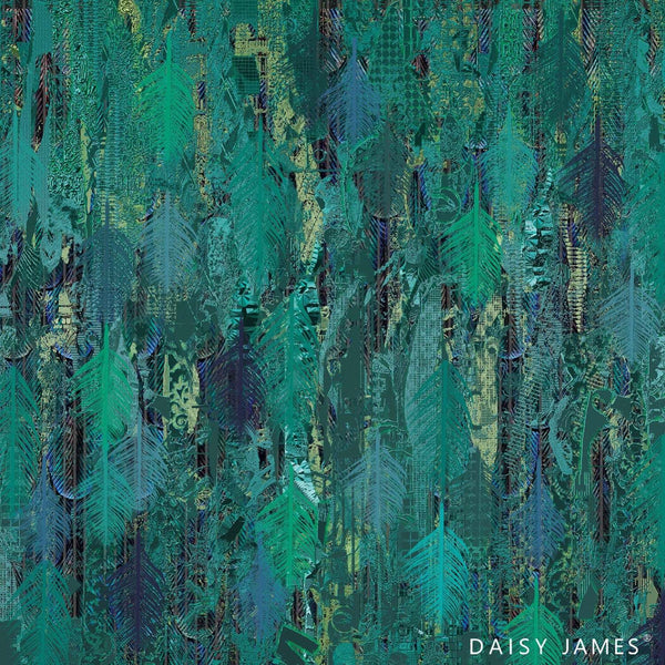 The Panache Turquoise behang-behang-Daisy James-Turquoise-Vinyl-M2-Selected Wallpapers & Interiors