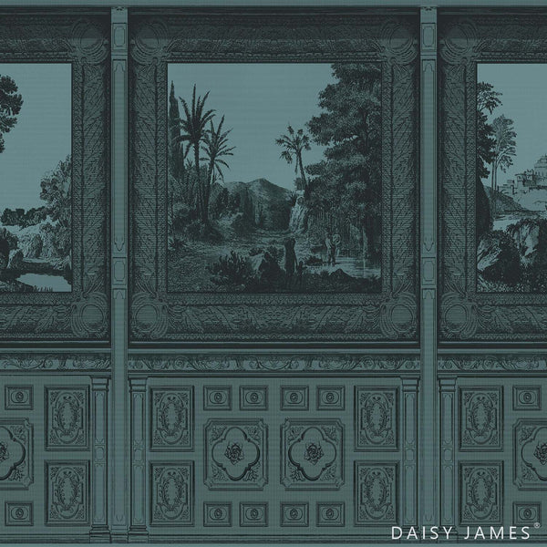 The Panel wallpaper-Daisy James-Petrol-Vinyl-M2-Selected Wallpapers & Interiors