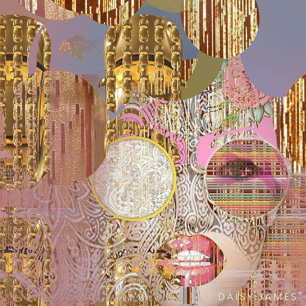 The Pink Lady wallpaper-Daisy James-Pink & Gold-Vinyl-M2-Selected Wallpapers & Interiors