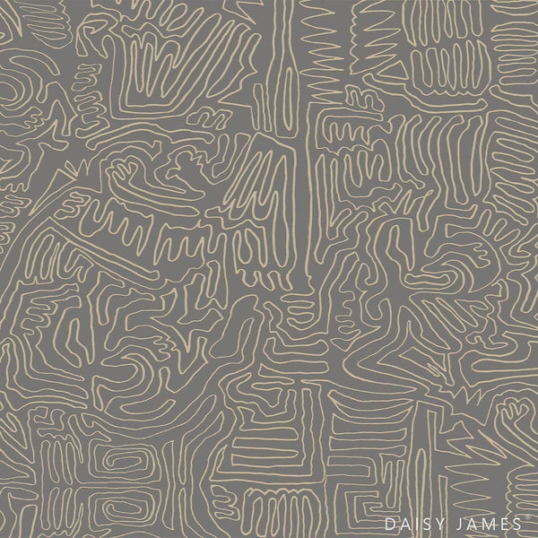 The Roam behang-Behang-Daisy James-Grey-Vinyl-M2-Selected Wallpapers & Interiors