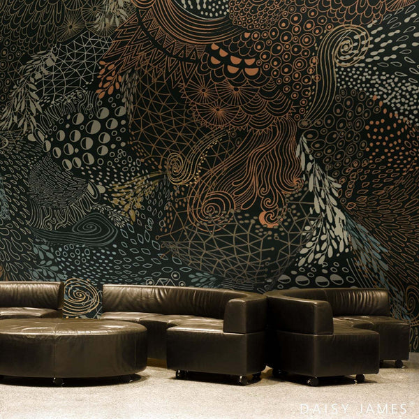 The Tribe Pattern No1 behang-behang-Daisy James-Selected Wallpapers & Interiors