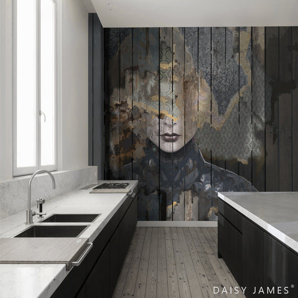 The Wooden Face-behang-Tapete-Daisy James-Selected Wallpapers