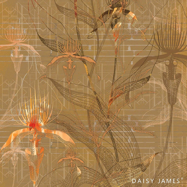 The Yellow Orchid behang-Behang-Daisy James-Yellow-Vinyl-M2-Selected Wallpapers & Interiors