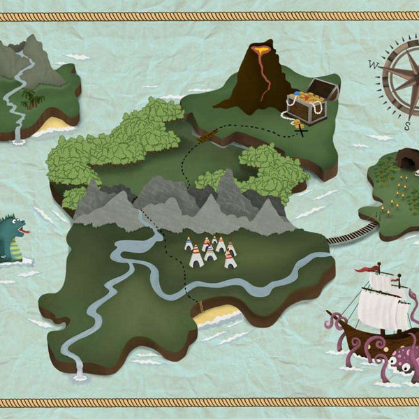 Treasure Map-wallpaper-Coordonne-Mint-Non Woven-9700070-Selected Wallpapers