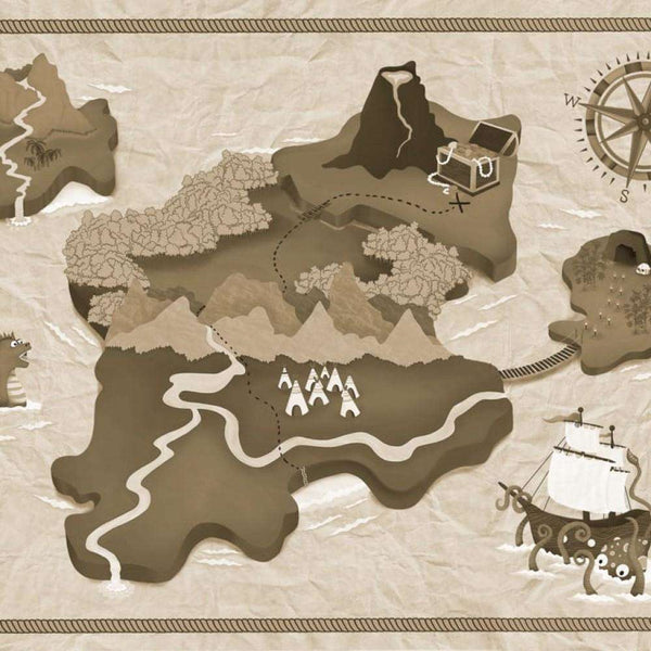 Treasure Map-wallpaper-Coordonne-Papyrus-Non Woven-9700072-Selected Wallpapers