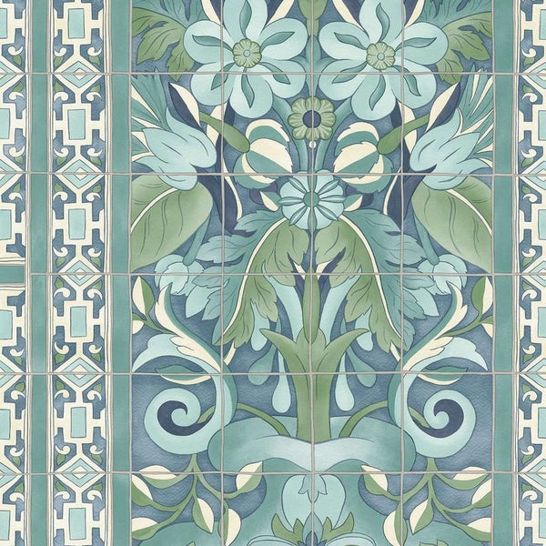 Triana-behang-Cole & Son-Teal & Dark Teal-Rol-117/5014-Selected Wallpapers