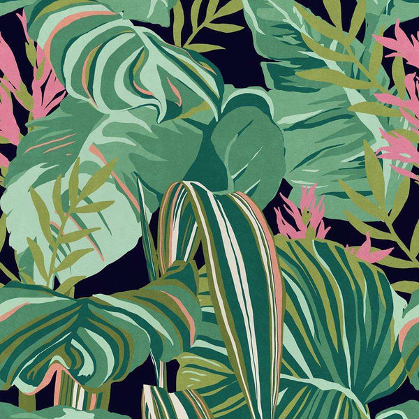 Tropical Foliage-wallpaper-Mind the Gap-Antraciet-300 cm (standaard)-WP20366-Selected Wallpapers