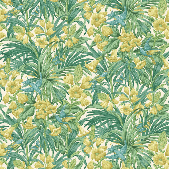 Trumpet Flowers-Behang-Tapete-GP&J Baker-Emerald-Rol-BW45103.3-Selected Wallpapers