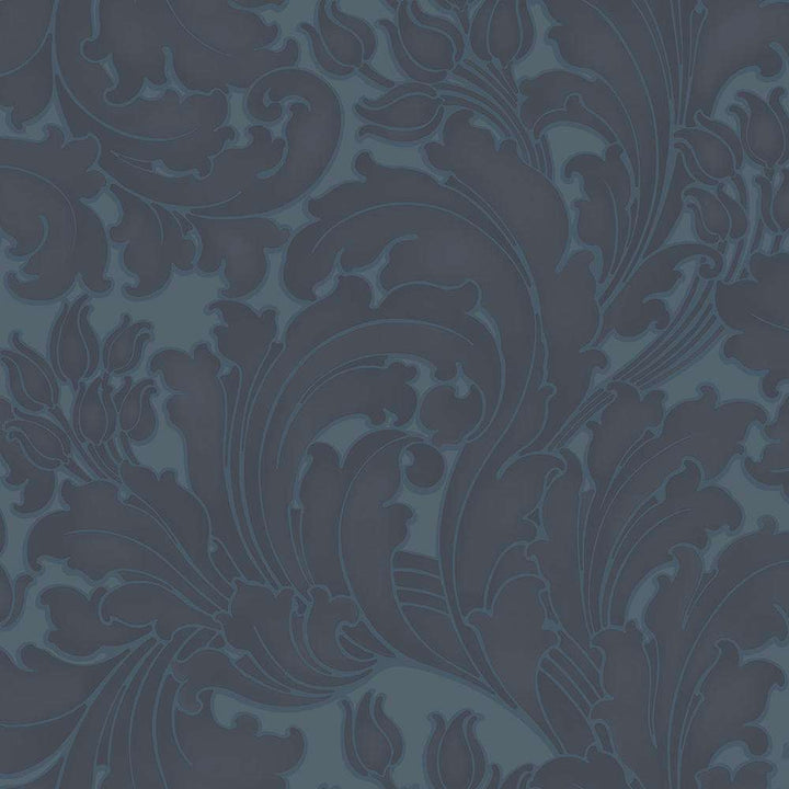 Tulip-Behang-Tapete-Little Greene-Blue Black-Rol-0260TUBLUE-Selected Wallpapers