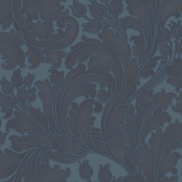 Tulip-Tapete-Little Greene-Blue Black-Rolle-0260TUBLUE-Selected Wallpapers