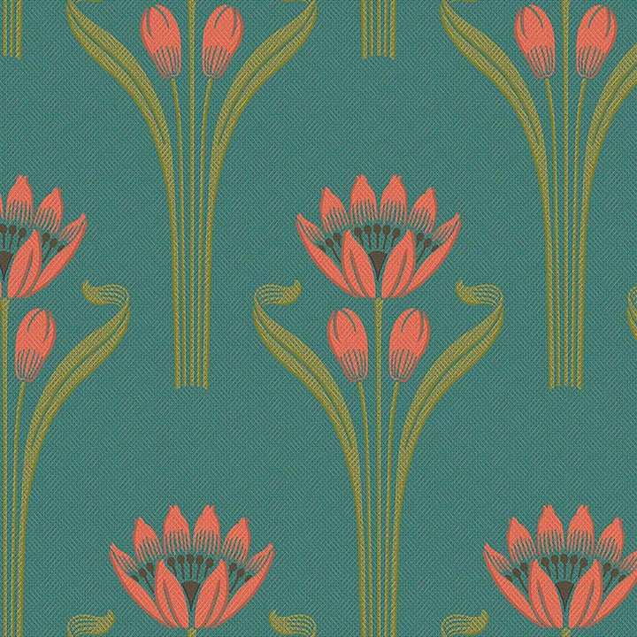 Tulipes-behang-Tapete-Isidore Leroy-Aqua-Rol-06240405-Selected Wallpapers