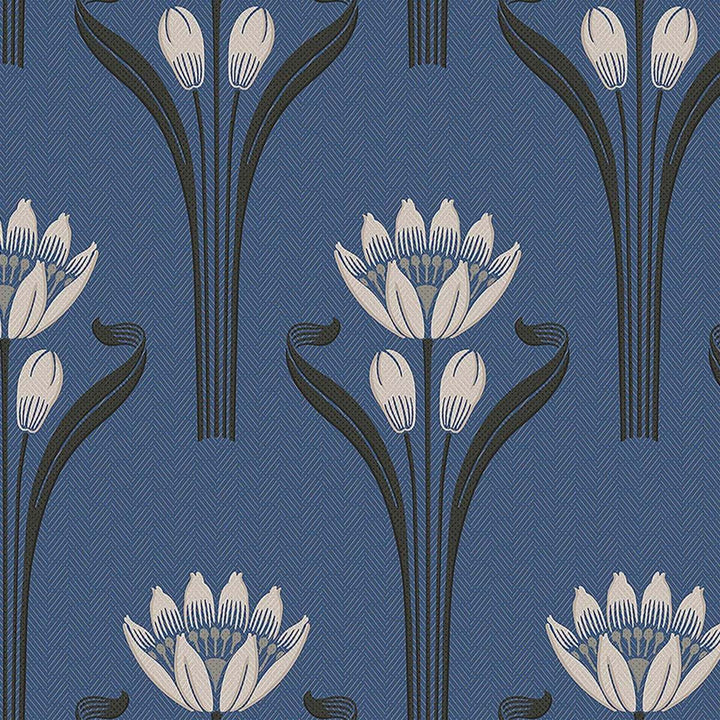 Tulipes-behang-Tapete-Isidore Leroy-Bleu-Rol-06240407-Selected Wallpapers