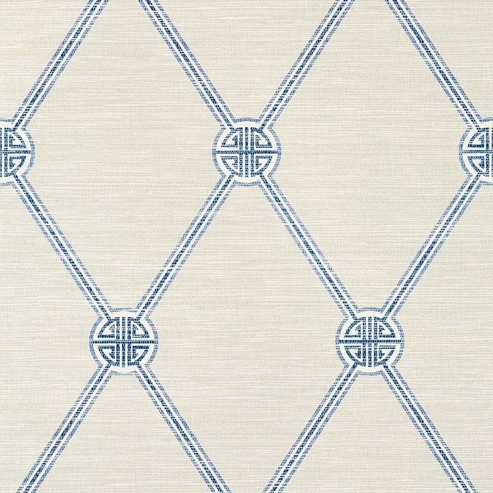 Turnberry Trellis-Behang-Tapete-Thibaut-Beige and Blue-Rol-T13351-Selected Wallpapers