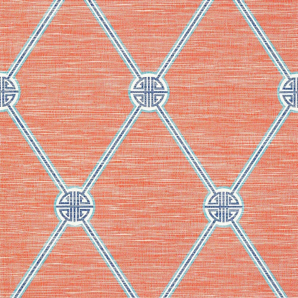 Turnberry Trellis-Wallpaper-Thibaut-Coral-Roll-T13353-Selected Wallpapers