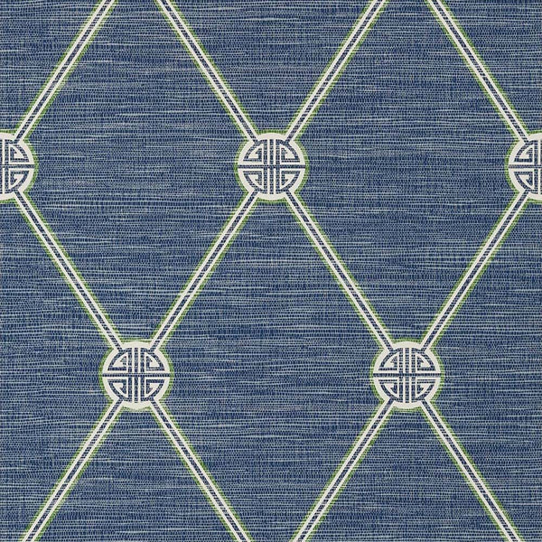 Turnberry Trellis-Wallpaper-Thibaut-Navy-Roll-T13354-Selected Wallpapers