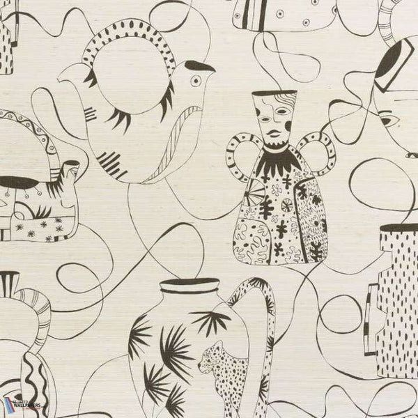 Vases Masques-behang-Pierre Frey-Blanc-Meter (M1)-FP591001-Selected Wallpapers