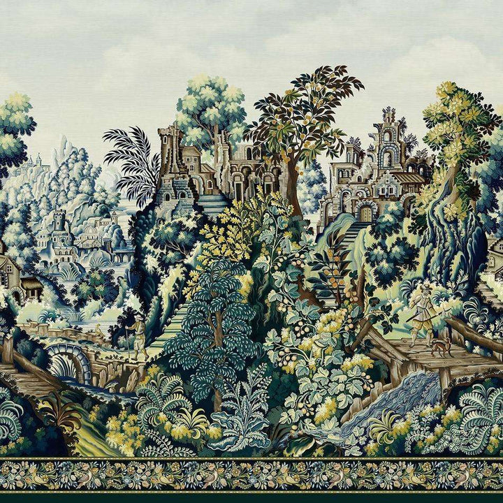 Verdure Tapestry-behang-Tapete-Cole & Son-Spring Green, Soft Olive & Rouge-Paneel-118/17038-Selected Wallpapers