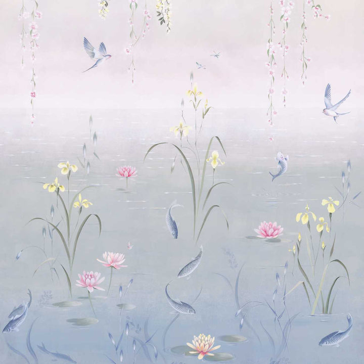 Water Garden-Behang-Tapete-Sanderson-Soft Jade/Pink-Rol-217131-Selected Wallpapers