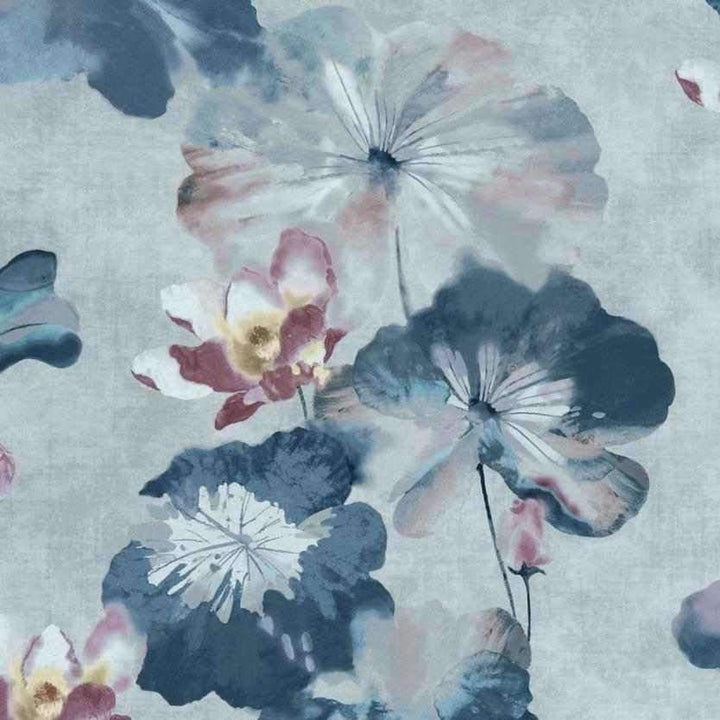 Water Lilies-Behang-Tapete-1838 wallcoverings-Blue Dusk-Rol-2008-143-03-Selected Wallpapers