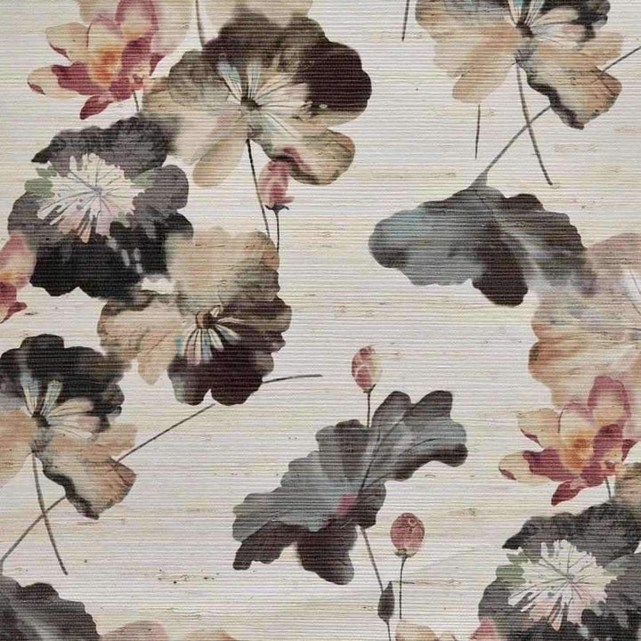 Water Lilies Grasscloth-Behang-Tapete-1838 wallcoverings-Bracken-Rol-2008-143-01-Selected Wallpapers
