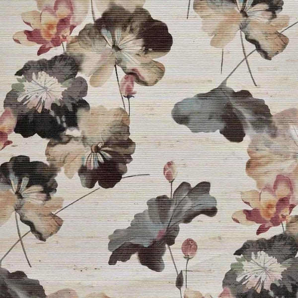 Water Lilies Grasscloth-Wallpaper-1838 wallcoverings-Bracken-Roll-2008-143-01-Selected Wallpapers