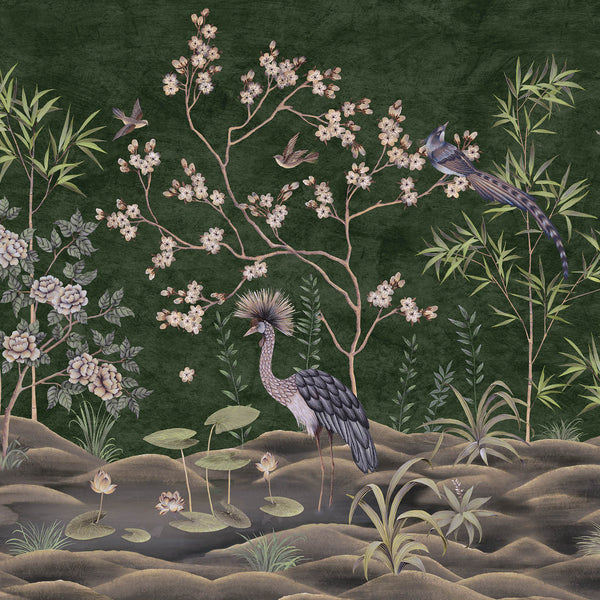 Waterfront-Behang-Presence-Green-Silk Vinyl-PS104/09-Selected Wallpapers